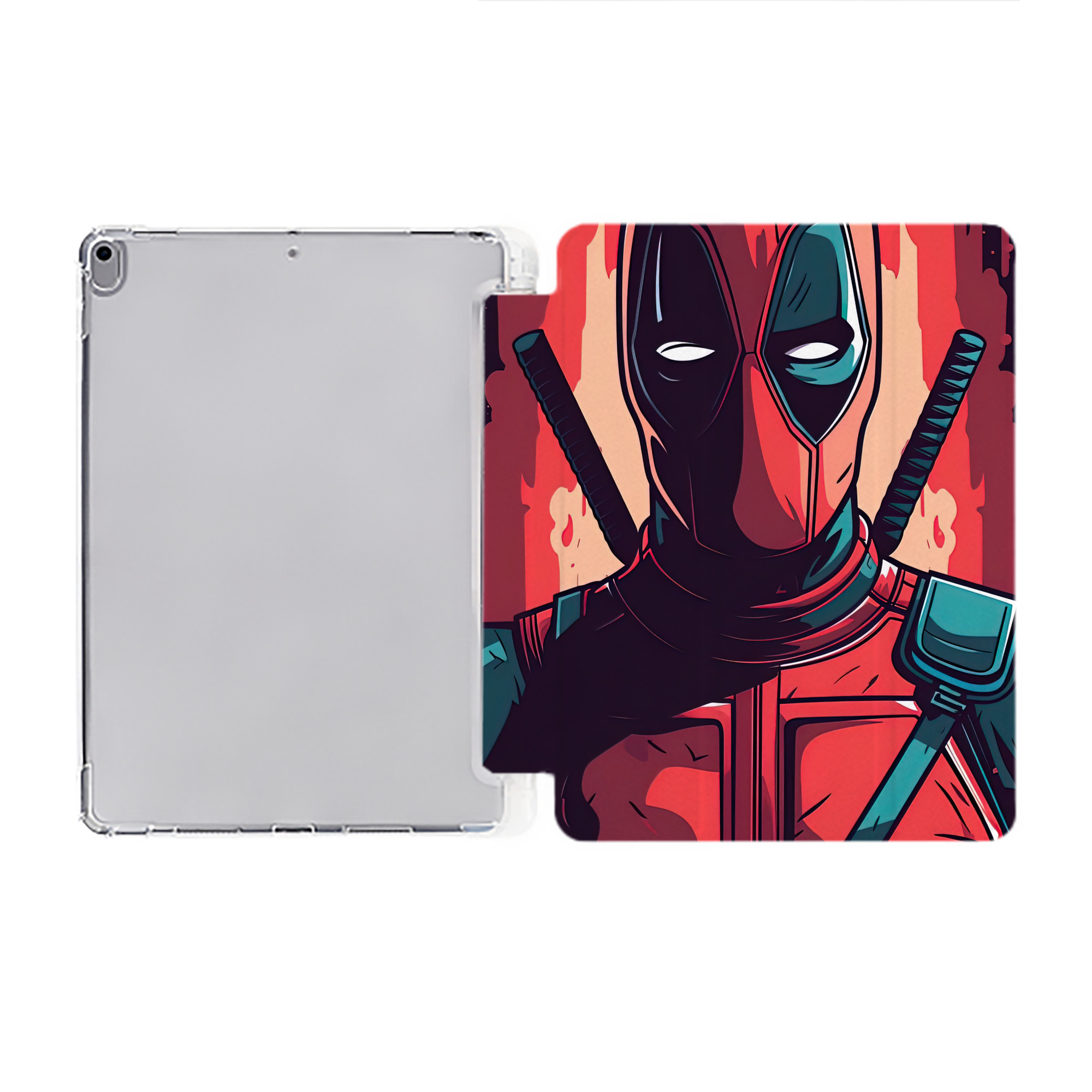 （画像用） Deadpool デッドプール IPad ケース ペン収納付き 三つ折りスタンド PUレザー×シリコン 対応機種9.5/10.5/10.9インチ